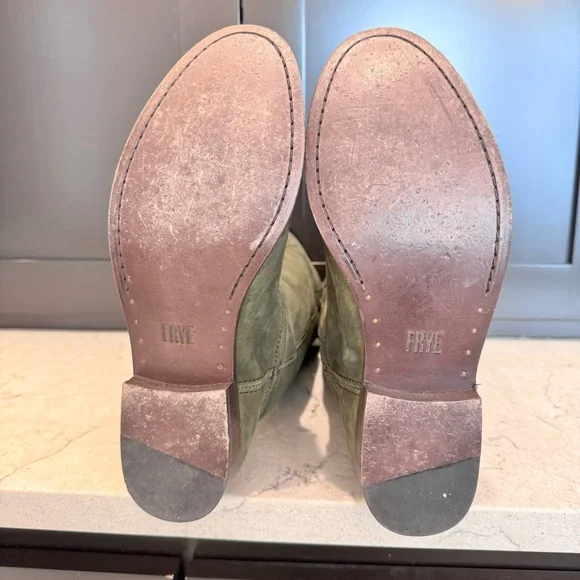 Frye Olive Suede Western Heeled Boots - Picture 2 of 5